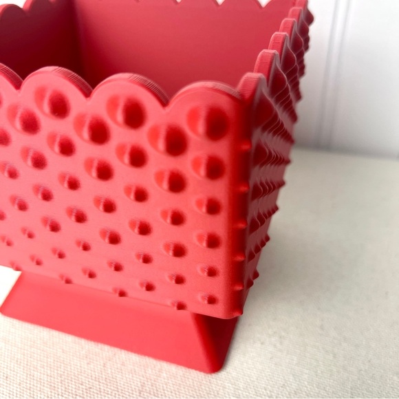 Hobnail Bowl, Small Pedestal Bowl, Decorative Bowl with Scalloped Edge - Picture 6 of 8